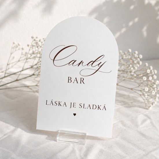svadobné tlačoviny, kartičky, candy bar, informačné kartičky, svadobné kartičky, infokartičky, stojan, láska je sladká, do candy baru, svadobné dekorácie, svadobná grafika, oblúk, svadobné oznámenia