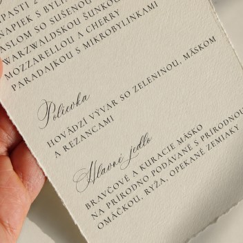 ideatree, oznámenie, svadobné oznámenie, svadobné menu, menu, menu s menovkou, trhané, trhaný okraj, menu s trhaným okrajom, oznámenie s trhaným okrajom, noiart, nové mesto nad váhom