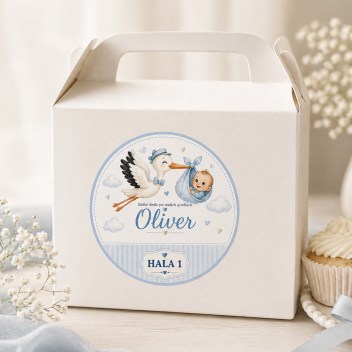 ideatree, etikety, nálepky, na krst, etikety na krst, babyshower, výslužky, nálepky na koláčiky, bocian, detské nálepky, noiart, svadobná grafika, nové mesto nad váhom