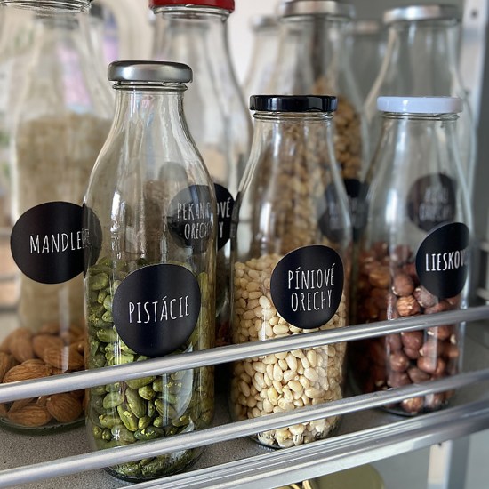 nálepky na potraviny, nálepky do kuchyne, nálepky na dózy, usporiadanie, domácnosť, nálepky na múku, nálepky na cukor, nálepky na koreničky, ideatree, nové mesto nad váhom