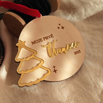 Vianočná guľa s menom a venčekom