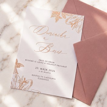 ideatree, oznámenie, svadba, svadobné oznámenie, zlaté oznámenie, zlatotlač, rose gold, rosegold, zlatý text, nové mesto nad váhom