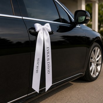 svadobné dekorácie, stuha s menom, stuha na svadobné auto, stuha na auto, stuha nevesta, menovky na stužkách, menovky stuhy, personalizovaná stuha, personalizované stuhy, nové mesto nad váhom